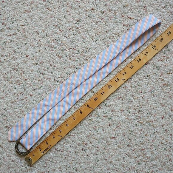 J Crew Belt S/M Fabric Double D Ring Blue Orange Striped 40" Preppy 90s Y2k - Picture 6 of 6